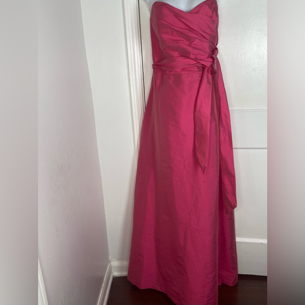 ALFRED SUNG 16 Strawberry Pink Strapless Formal Dress - Picture 2 of 9